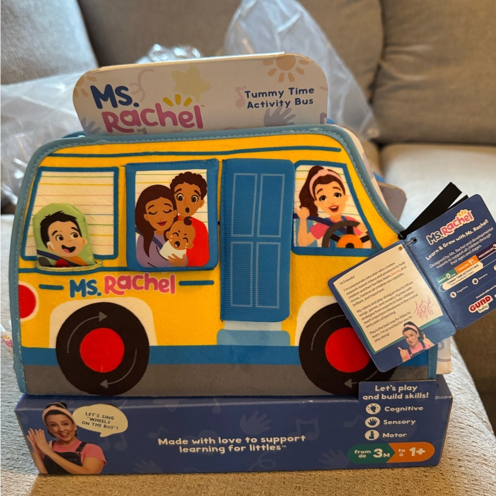 Rachel Tummy Time Activity Bus - Blue and Yellow